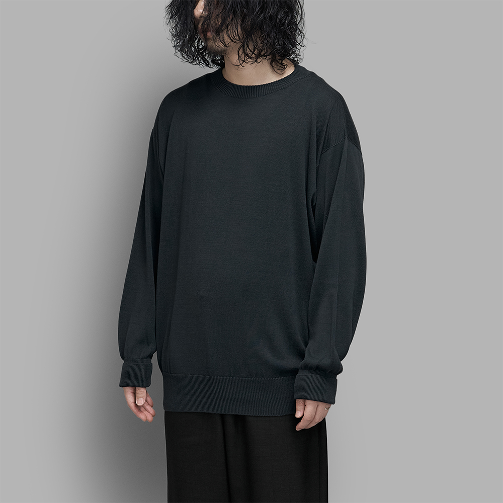 Olde H & Daughter / Silk Plain Stitch Crew L/S (Charcoal)