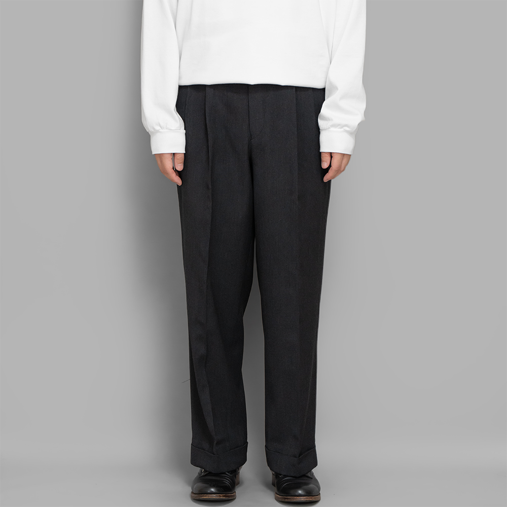 A.PRESSE / Wool Wide Tapered Trousers (Charcoal)