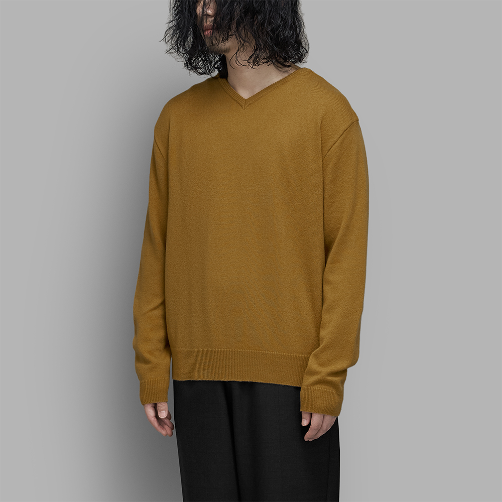 ENCOMING / Knitted V Neck Jumper (Yellow)
