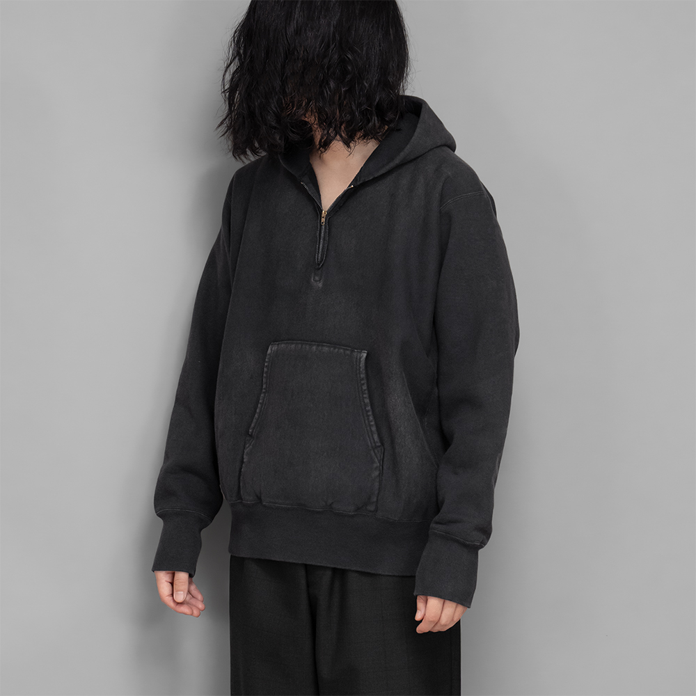 A.PRESSE / Vintage Half Zip Sweat Hoodie (Black)