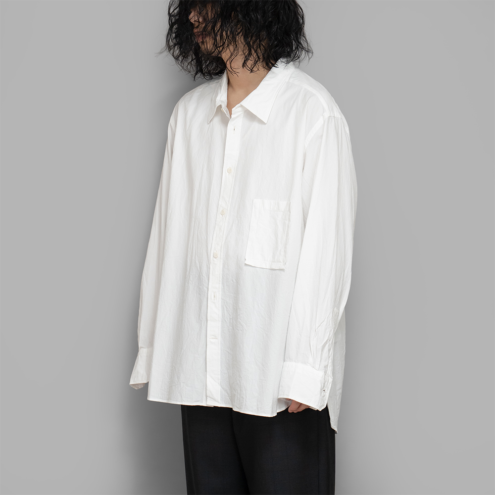 KLASICA / Plain Look Unbalance Shirts (White)