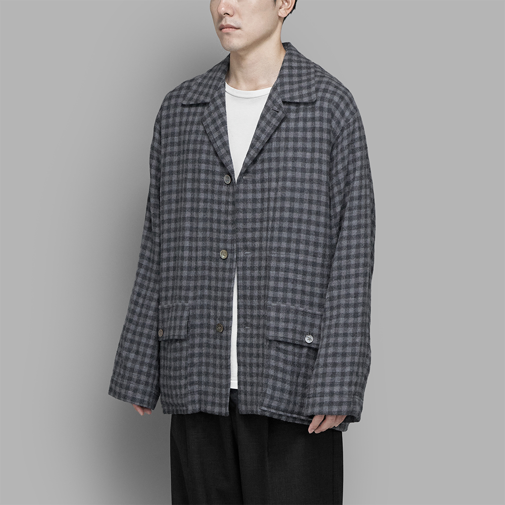 BLACKBIRD / 3 Buttons Shirt Jacket (Grey Check) | twelve