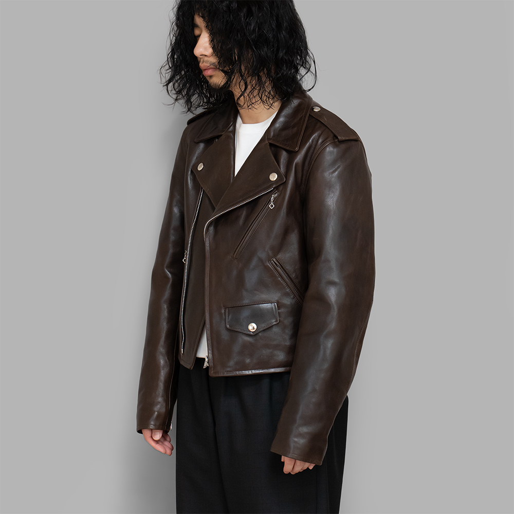 AURALEE / Heavy Lamb Leather Riders Jacket