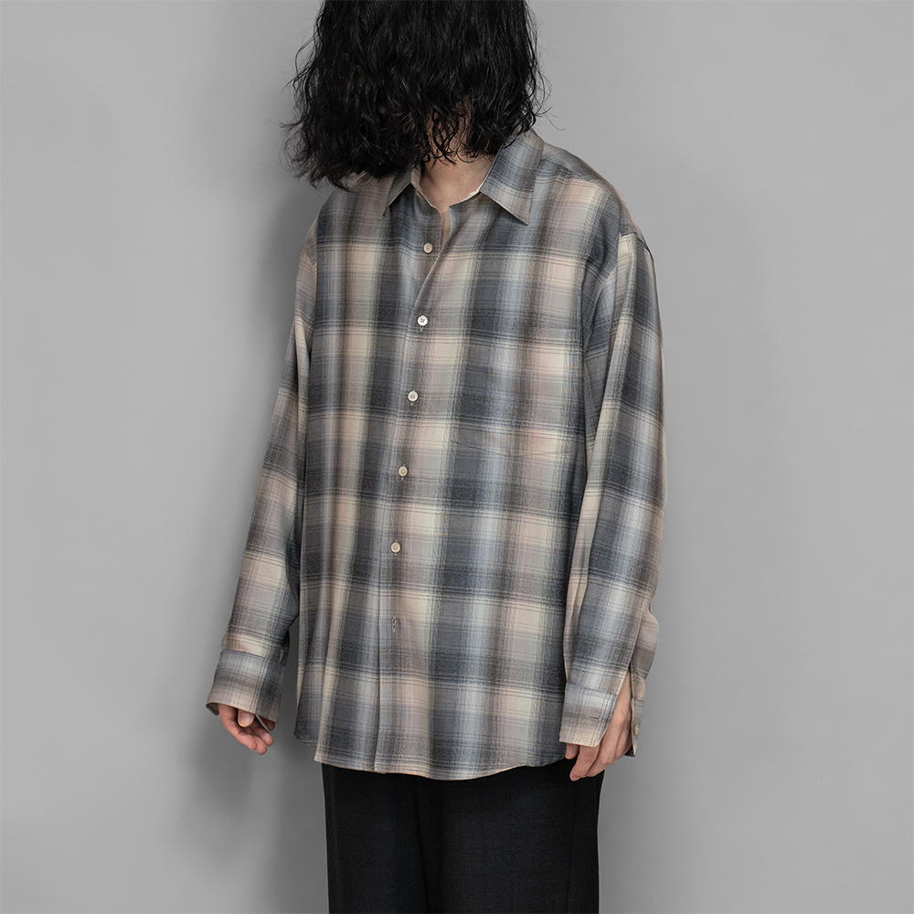 AURALEE / Super Light Wool Check Shirt (Beige Blue Check) | twelve