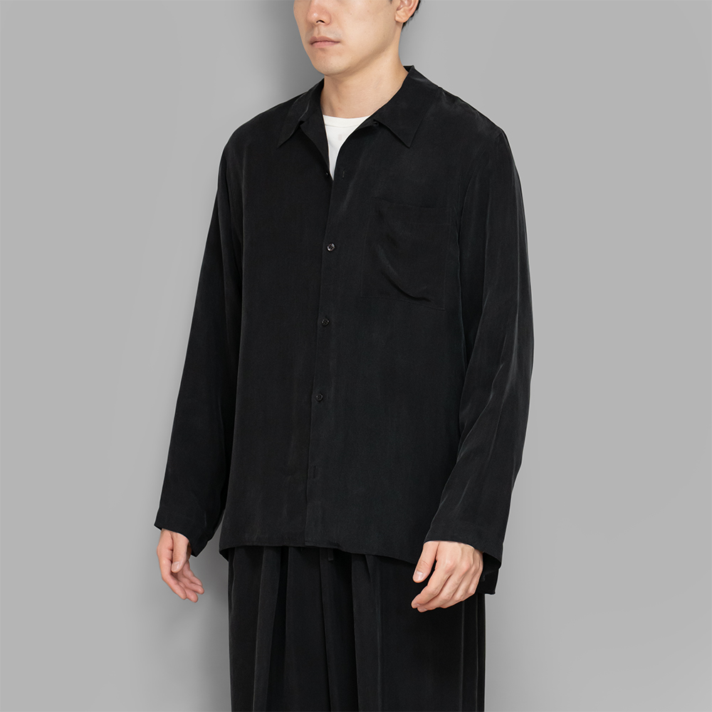 POSTELEGANT / Cupro Pajama Shirt (Black)