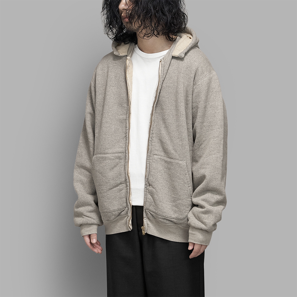 A.PRESSE / Vintage Attached Hood Zip Parka (Gray)