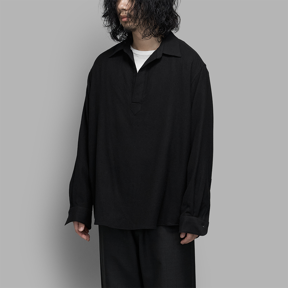 A.PRESSE / Wool Skipper Shirt (Black)