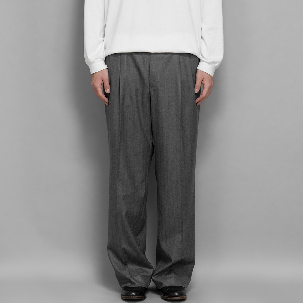 AURALEE / Wool Fulling Flannel Stripe Slacks (Top Gray)