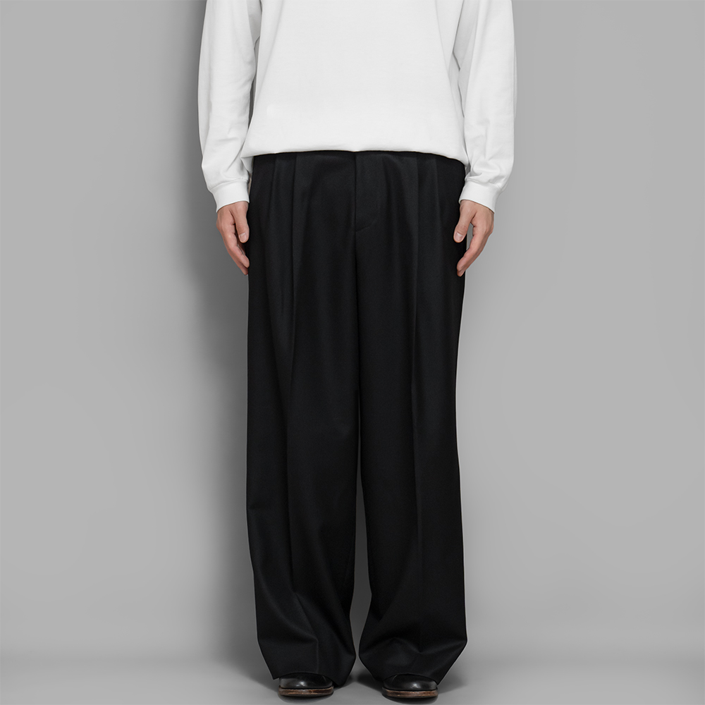 ssstein / Wool Flannel Long Wide Trousers (Black)
