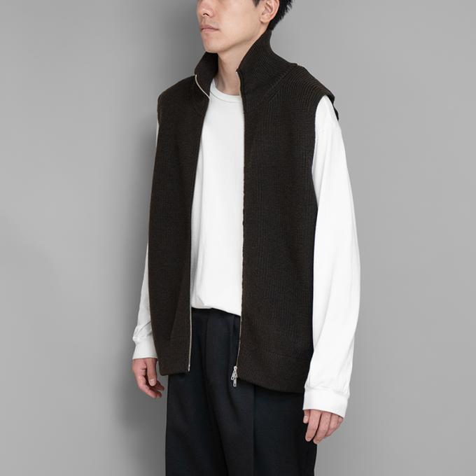 ssstein / Oversized Drivers Knit Zip Vest (Military Khaki)