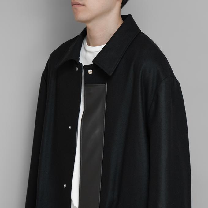 stein / Leather Fly Front Long Jacket | twelve