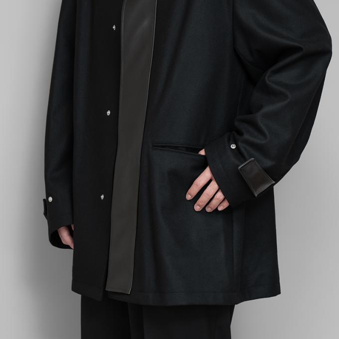 stein / Leather Fly Front Long Jacket | twelve