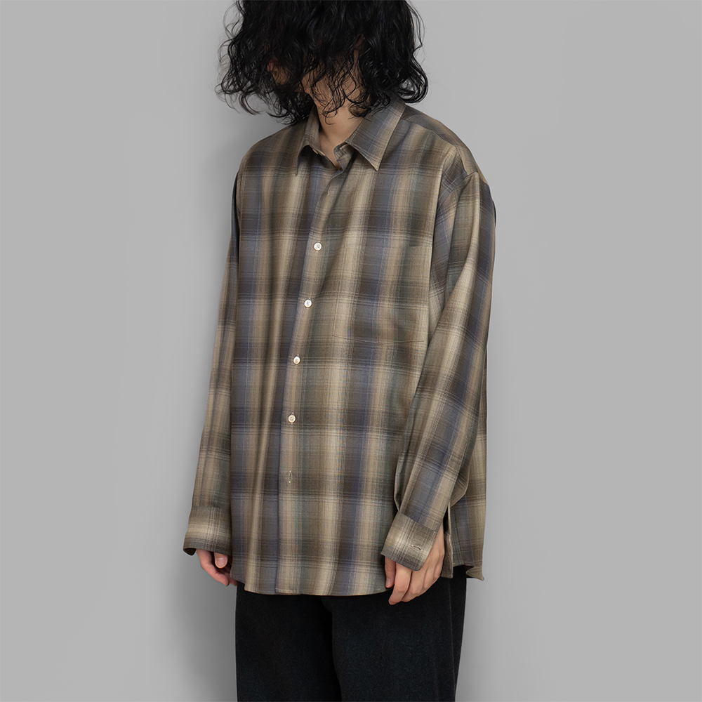 AURALEE / Super Light Wool Check Shirt (Brown Blue Check)