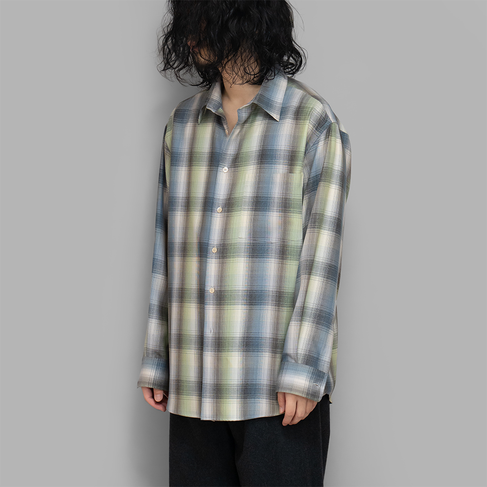 AURALEE / Super Light Wool Check Shirt (Blue Green Check)