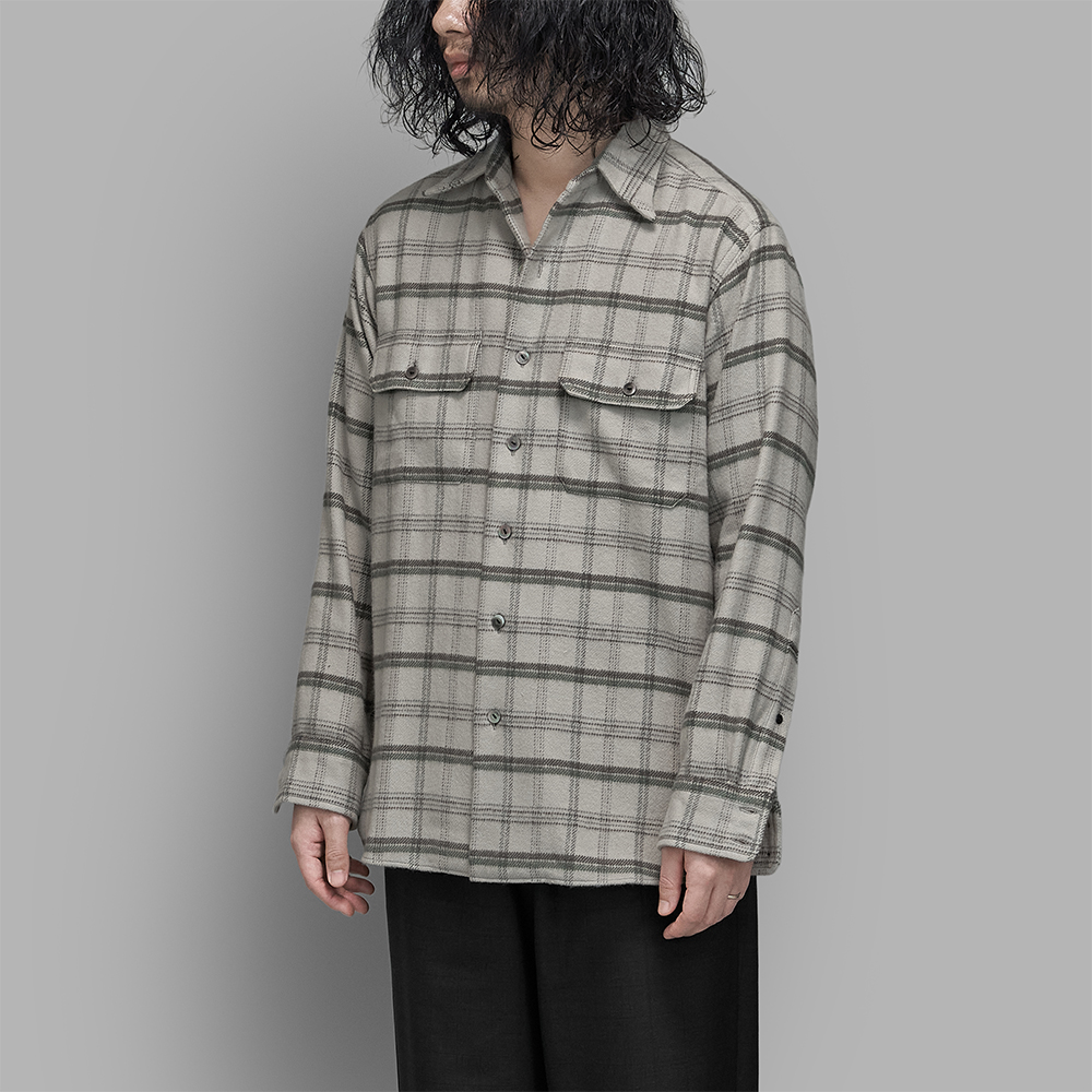 T.T / One-Piece Collar Sports Shirt (Light Gray Plaid)