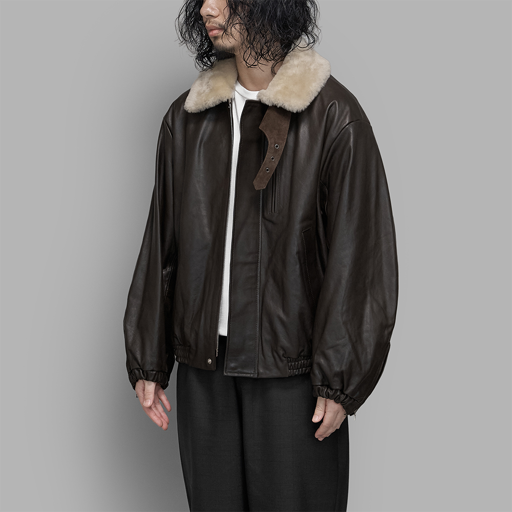 ssstein / Mouton Collar Calf Zip Jacket