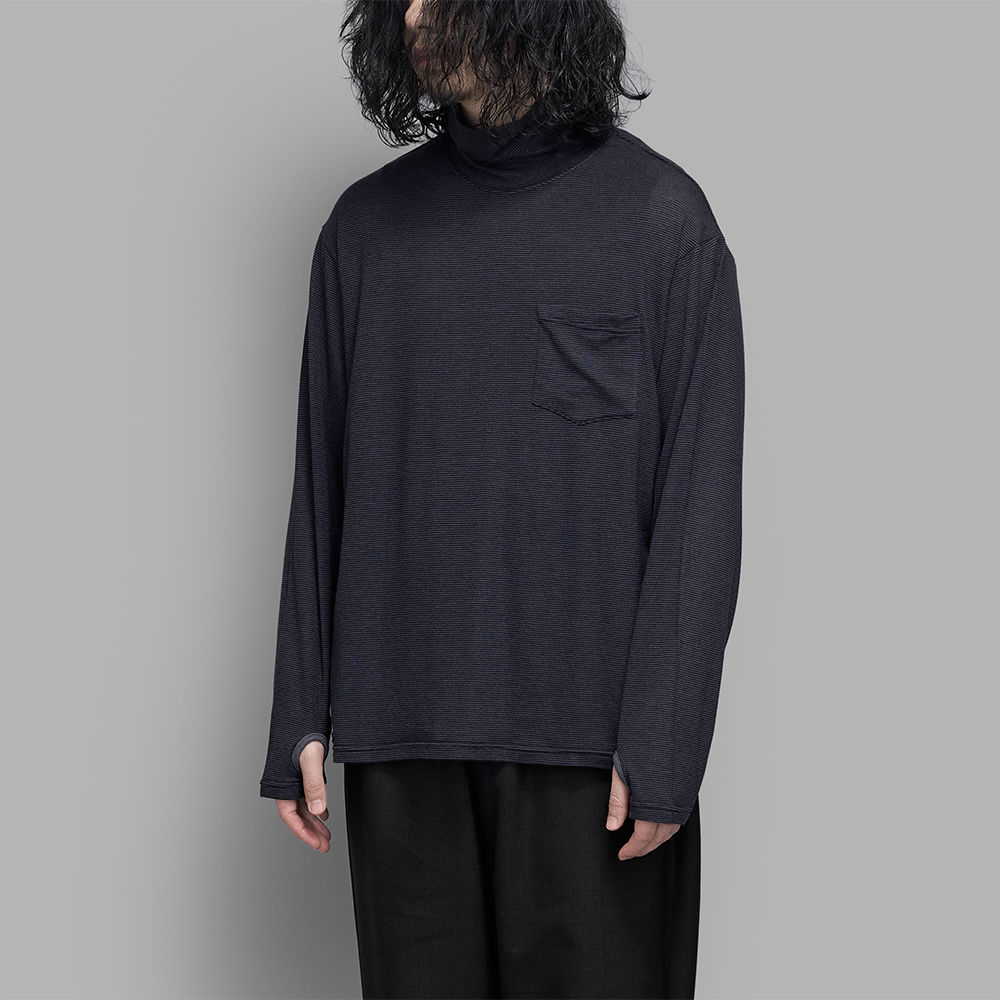 BLACKBIRD / Turtle Neck Long Sleeve Cutsewn (Gray×Black) | twelve