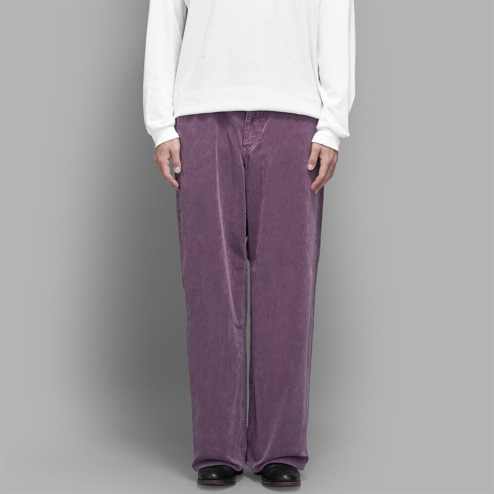 AURALEE / Garment-Dyed Finx Corduroy 5P Wide Pants (Dusty Purple)