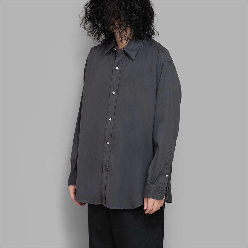 A.PRESSE / Double Weave Twill Regular Collar Shirt (Gray)