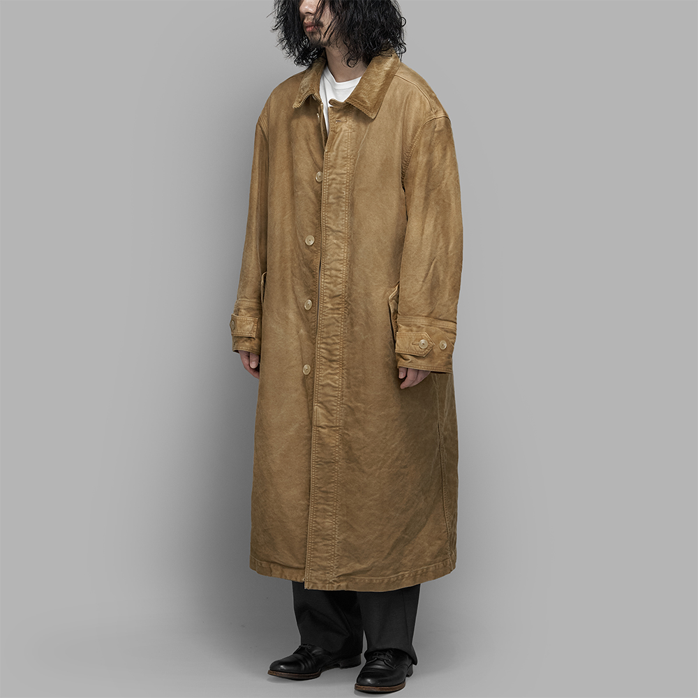 AURALEE / Garment-Dyed Organic Cotton Heavy Moleskin Coat (Faded Brown)