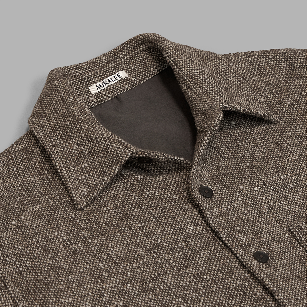 AURALEE / Homespun Tweed Shirt Blouson (Mix Brown) | twelve
