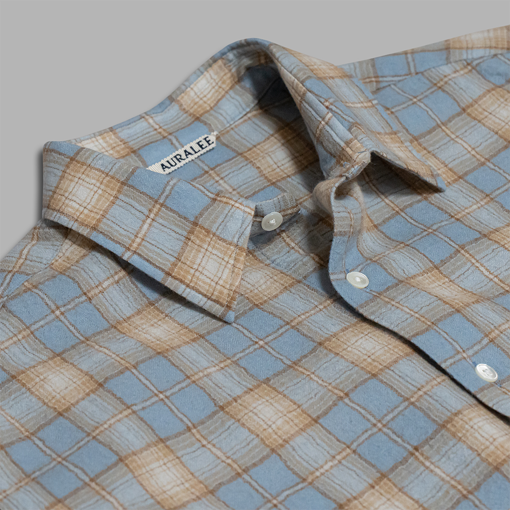 未使用AURALEE AIRY WOOL CHECK SHIRT/BLUE AIRY WOOL CHECK SHIRT #BLUE CHECK [A24AS02WN] – ciacura