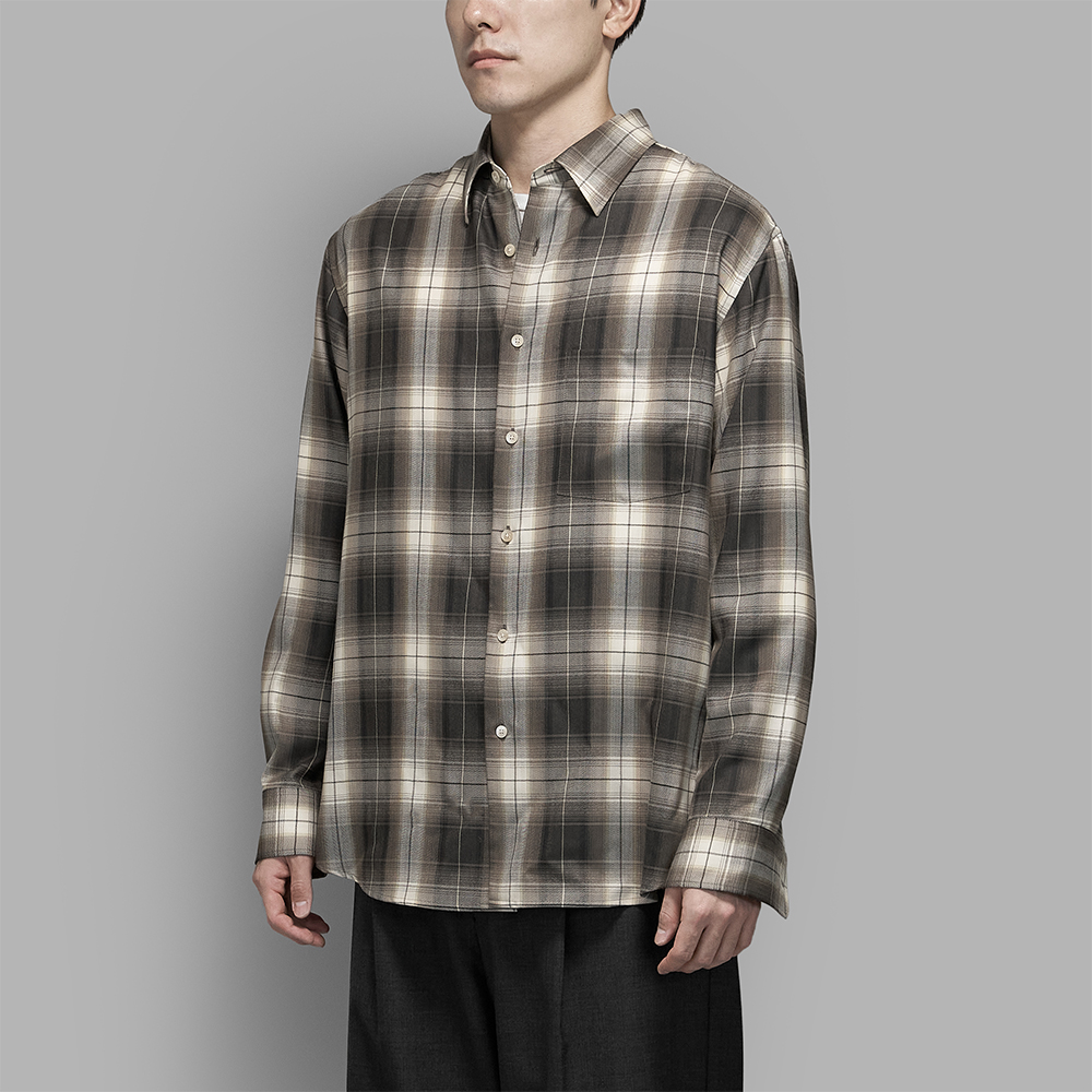 AURALEE / Super Light Wool Check Shirt (Brown Charcoal Check)