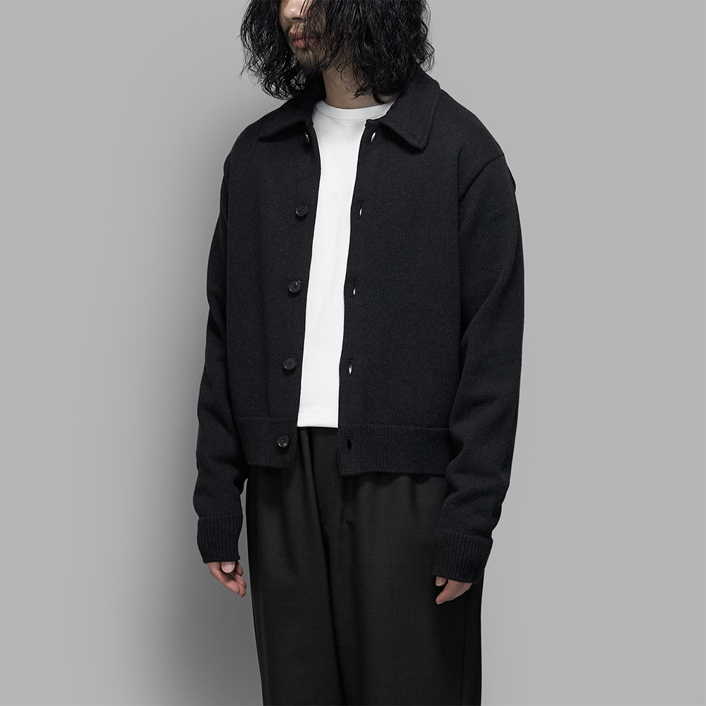 AURALEE / Super Fine Wool Knit Shirt Cardigan (Top Black)