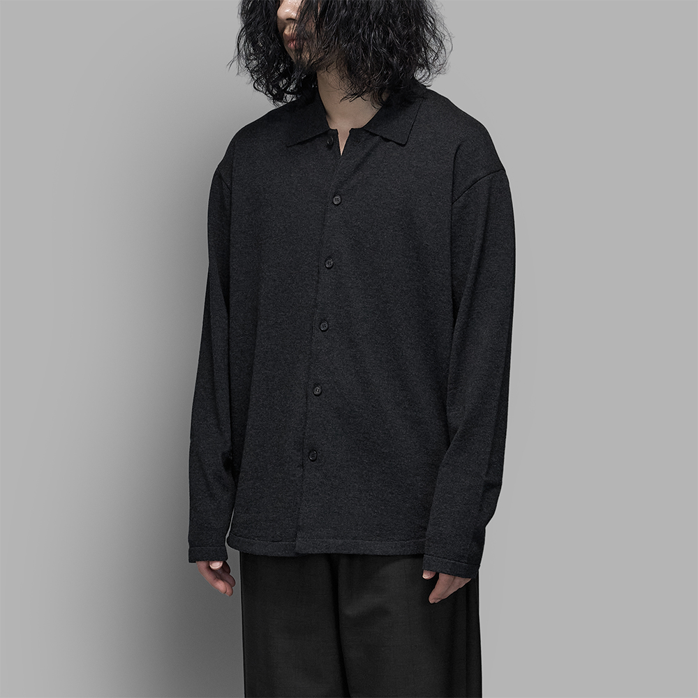 AURALEE / High Twist Wool Knit Shirt Cardigan (Charcoal)