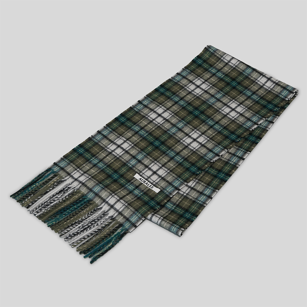 AURALEE / Cashmere Check Long Stole (Moss Green Check)