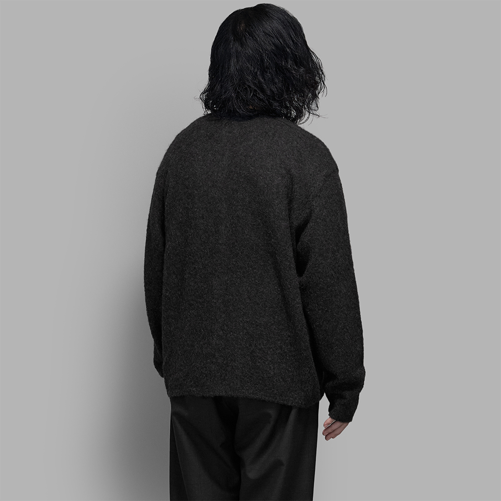 A.PRESSE / Brushed Cashmere Middle Gauge Cardigan (Charcoal) | twelve
