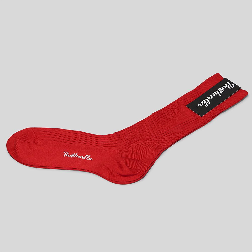 Pantherella / DANVERS Rib Cotton Socks (Scarlet)