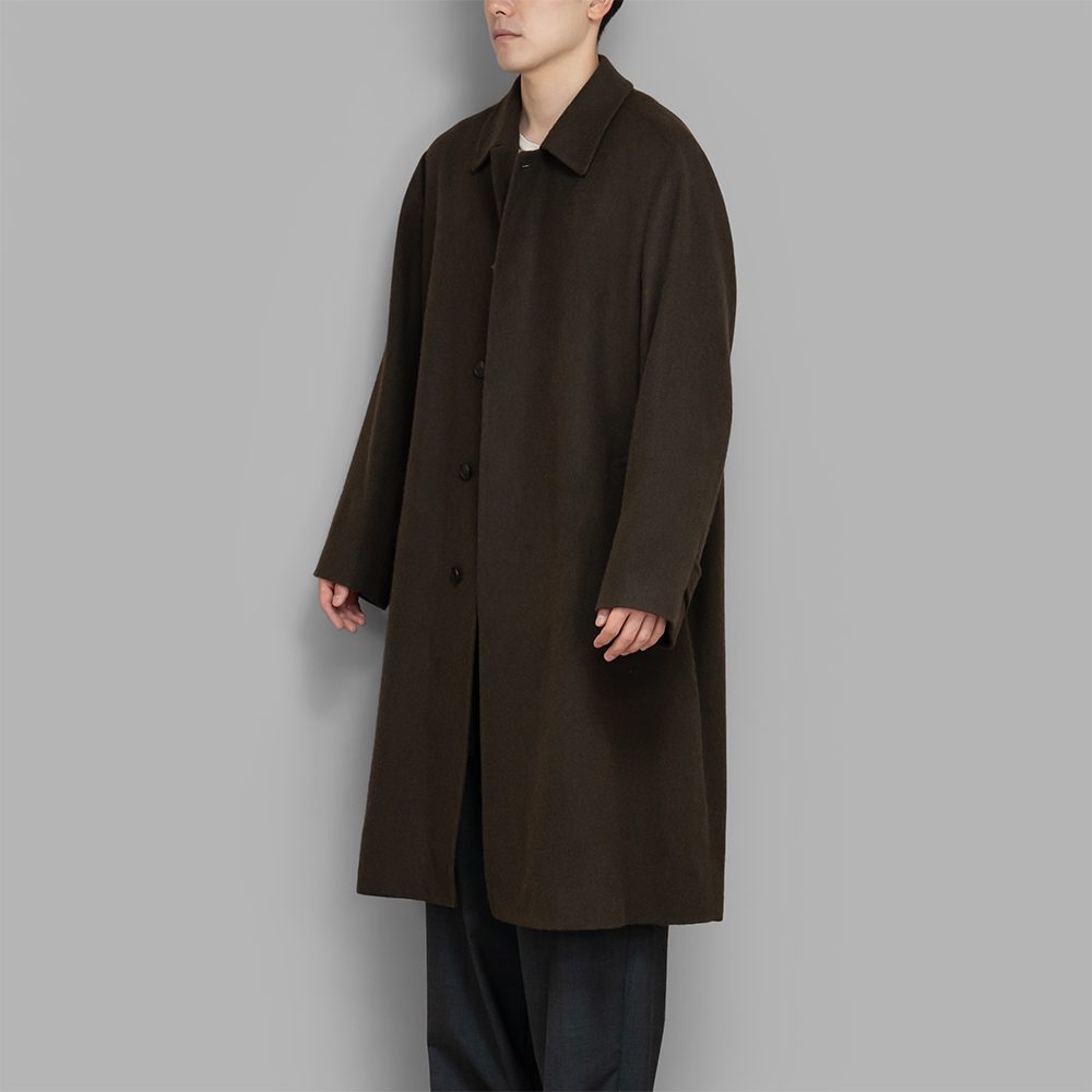 AURALEE / Baby Camel Flannel Coat (Dark Brown)