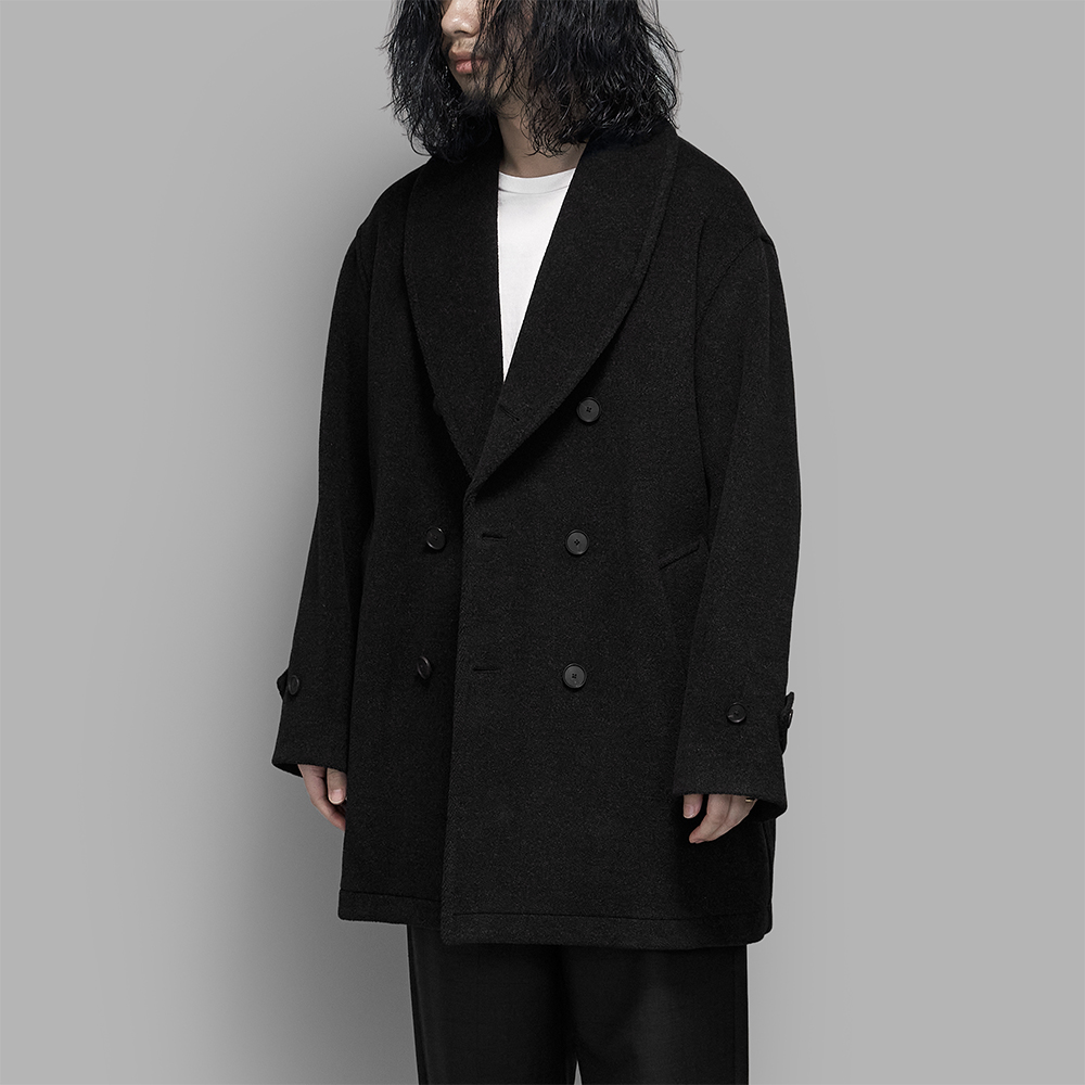 AURALEE / Wool Herringbone Shawl Collar Coat