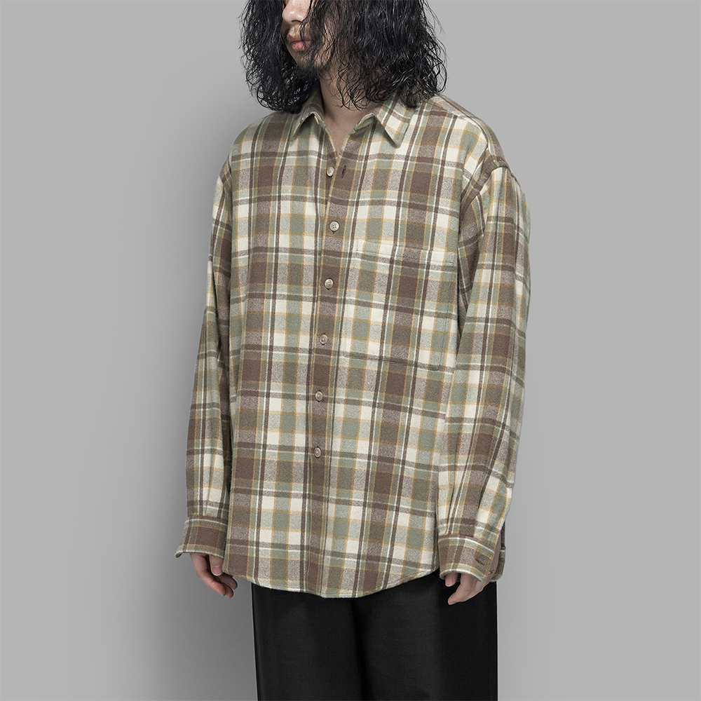 AURALEE / Cashmere Silk Checked Flannel Big Shirt
