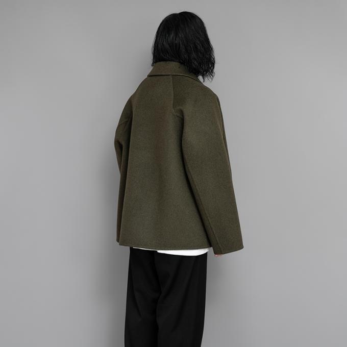POSTELEGANT / Wool Rever Raglan Short Coat (Heather Moss) | twelve