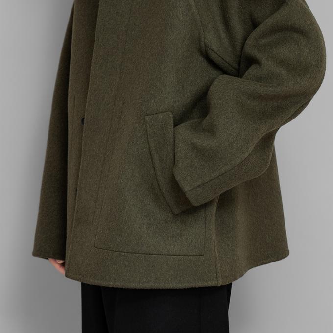 POSTELEGANT / Wool Rever Raglan Short Coat (Heather Moss) | twelve