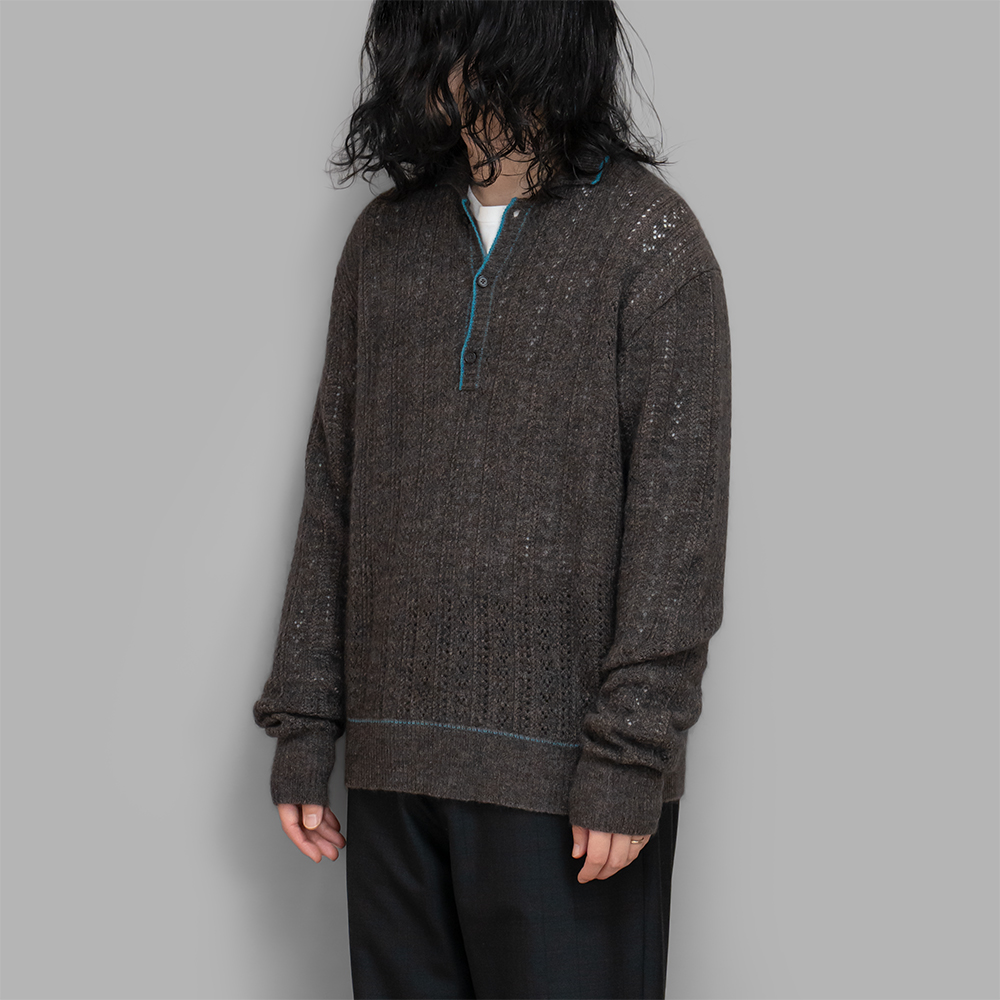 MAATEE&SONS / Mohair Cashmere 透かし編み (Charcoal Brown)