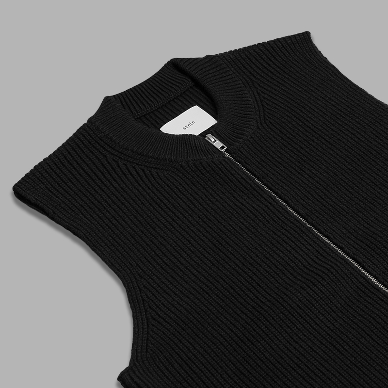 stein / Oversized Drivers Knit Zip Vest | twelve