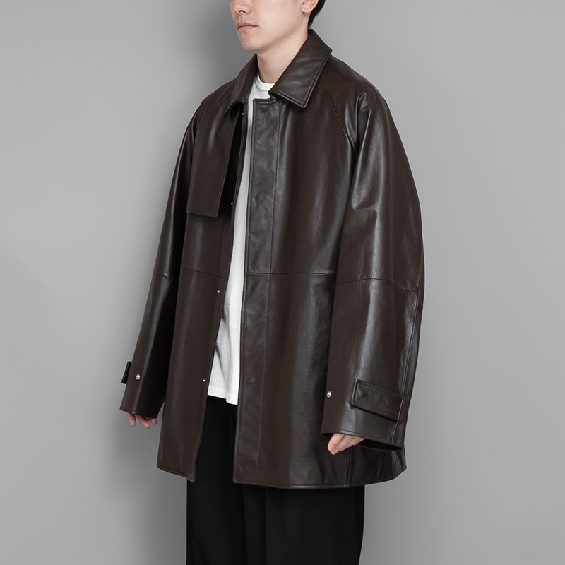 stein / Leather Half Coat (Dark Brown)