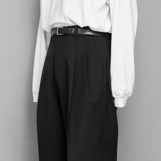 stein / Wide Straight Trousers (Black)