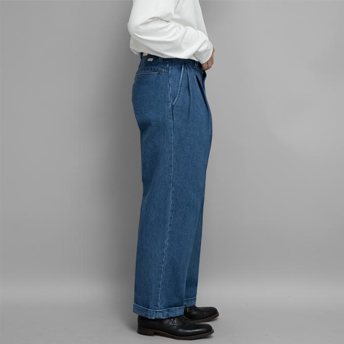 SALE】FARAH / Three Tuck Wide Pants (Denim-Blue) | twelve