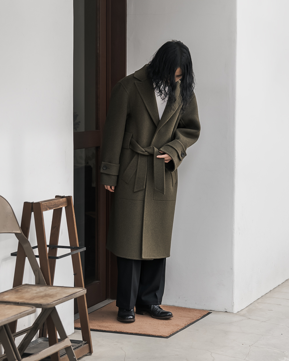 POSTELEGANT / Wool Rever Coat (Heather Moss) | twelve