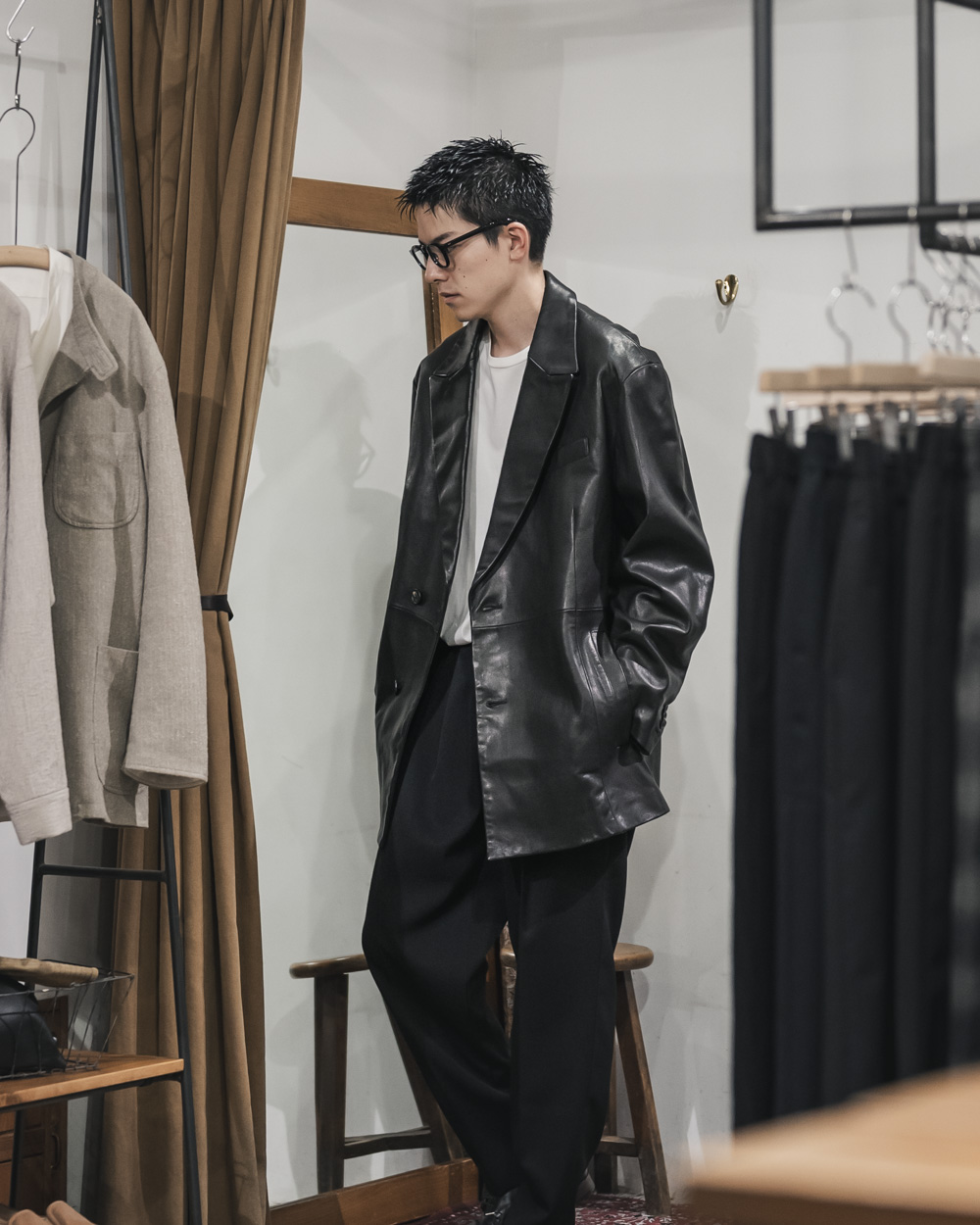 stein / Leather Double Breasted Jacket | twelve