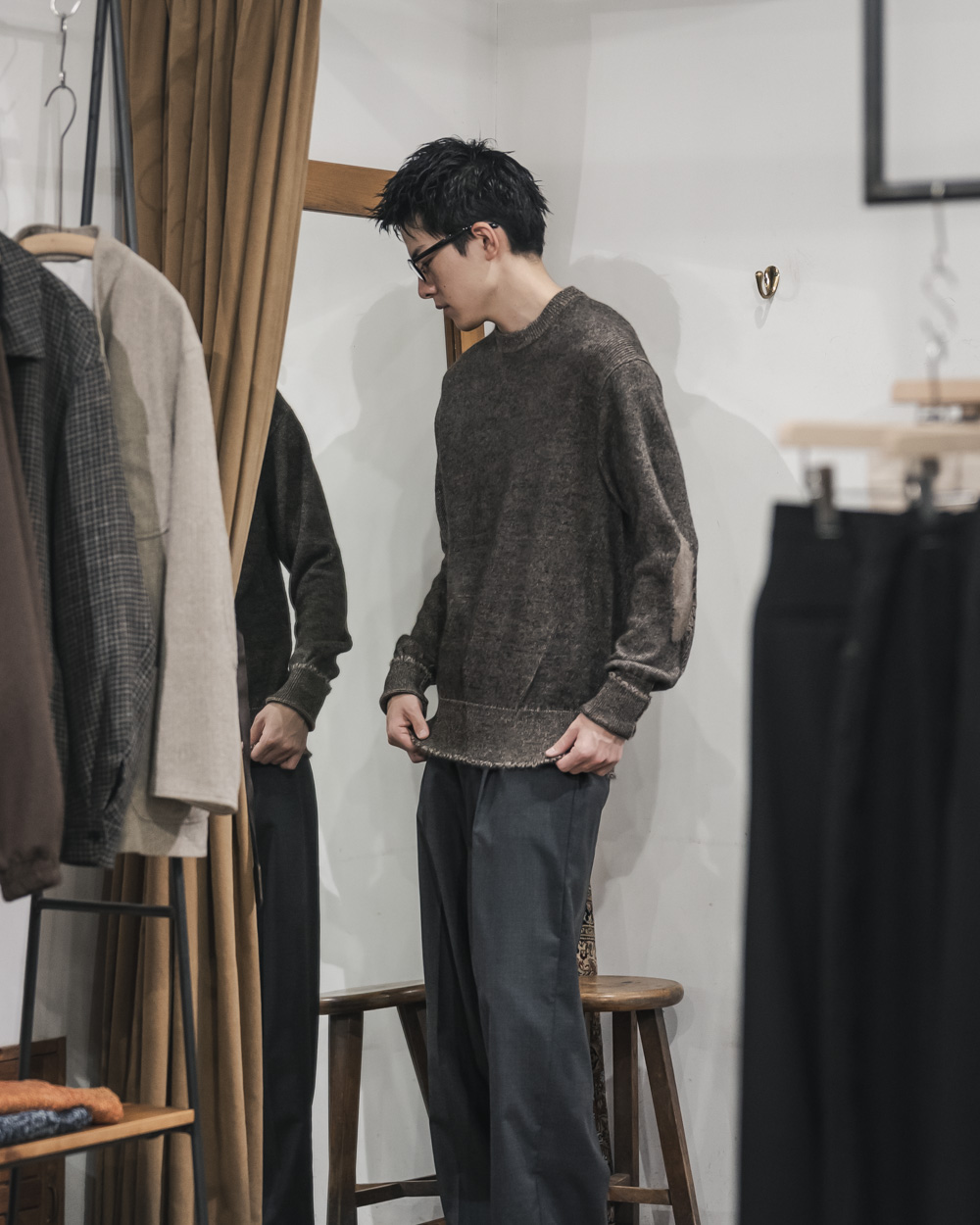 MAATEE&SONS / ブラックアルパカ 裏カシミヤ ひょっとこP/O Sweater